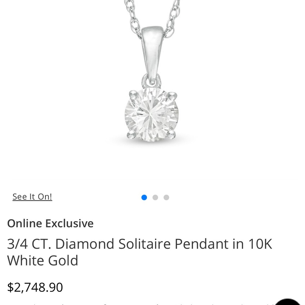NWT 3/4 ct diamond pendant necklace